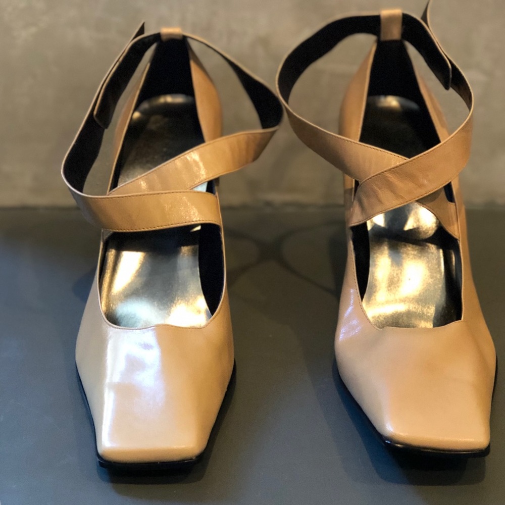 Nine West Square Toe Heels -Tan